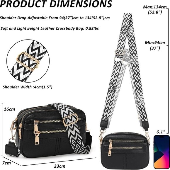 Crossbody Bags for Women, 6-Pockets Purses for Women, Vegan Leather Handbags Sho - Picture 2 of 7